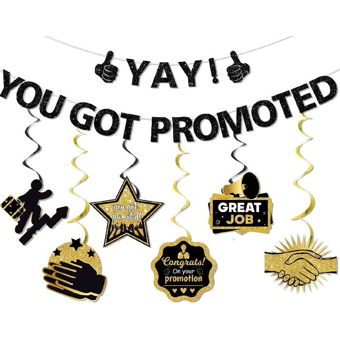 Yay! You Got Promoted Congratulations Banner Congratulations Decorations Promotion Decorations for Work Congrats Banner