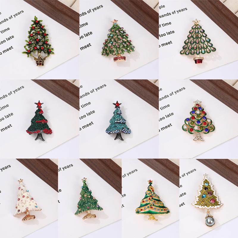 Christmas Tree Brooches For Women Unisex Plant Pins Multi-Color Available Holiday Party Accessories Gifts