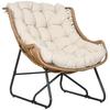 Outsunny Gartenstuhl Outdoor Stuhl aus PE-Rattan mit Kissen dim. 75b x 101t x 90h cm natur