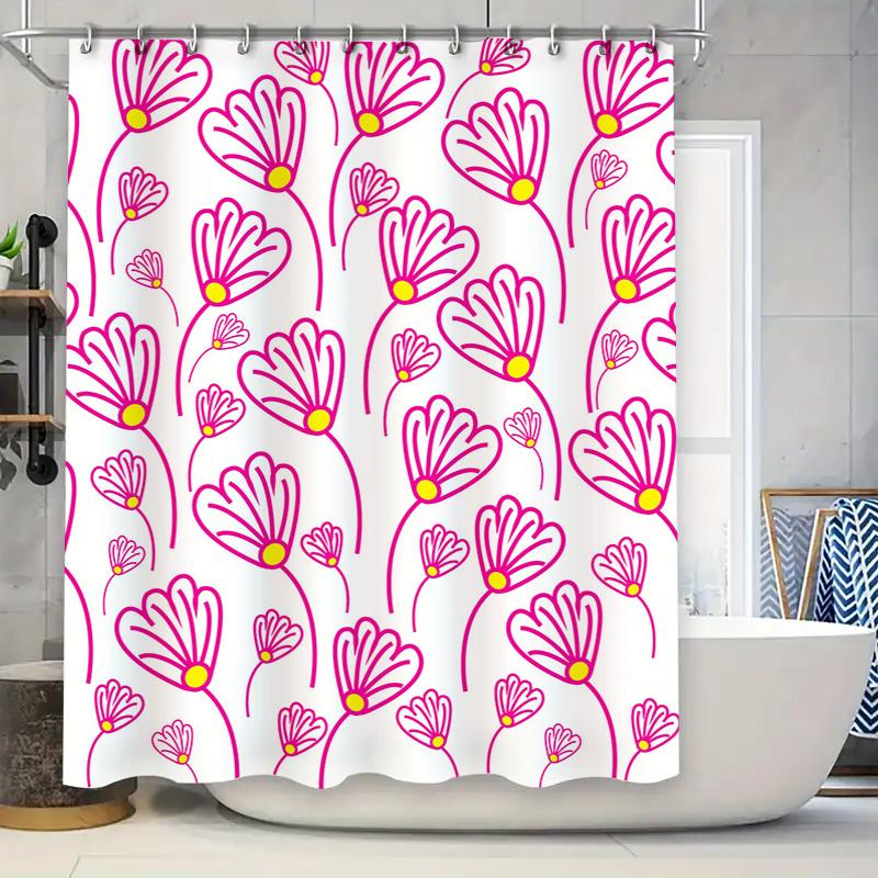 

Stunning Red Floral Shower Curtain Decorate Your Bathroom With This Luxurious Design For Maximum Comfort W60H190(CM)-1 Pcs