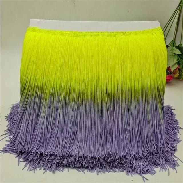 Meetee 2/3/5M 20cm Coloured Fringe Tassel Clothing Curtain Lace Trim Webbing Ribbons for Sewing Latin Dress Fabric Accessories
