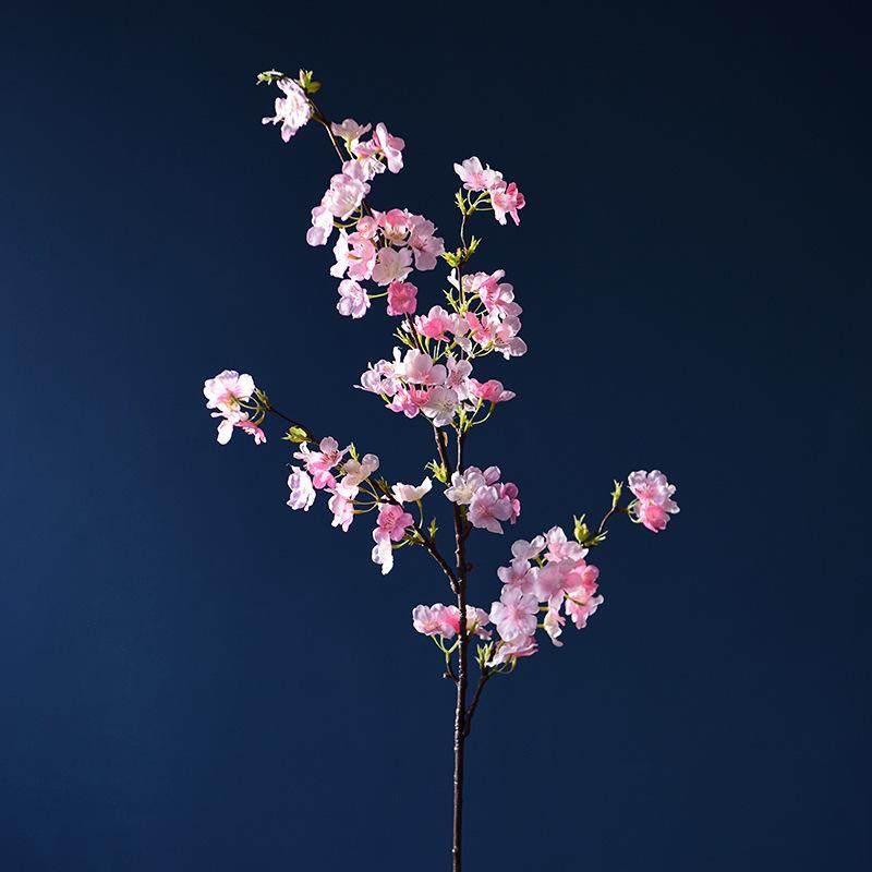 109cm Kunstige Kirsebærblomst Silke Blomster Falsk Lang Gren Sakura Plomme Bukett for Bryllupsfest Hjem Rom Vase Dekorasjon
