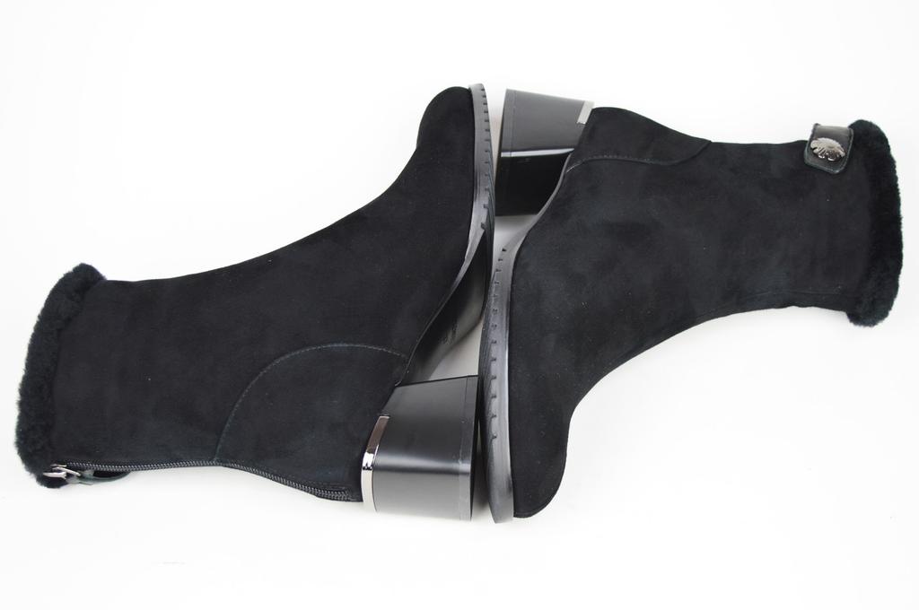 Kozačky na podpatku Berkonty 0716 37 Černý semiš