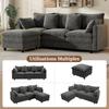 L-Shaped Corner Sofa with 4 Cushions and 3 Backrests, 3-Seater Sofa with Chaise Longue, Capacity up to 120 kg, Living Room Sofa 212×150×90 cm, Grey