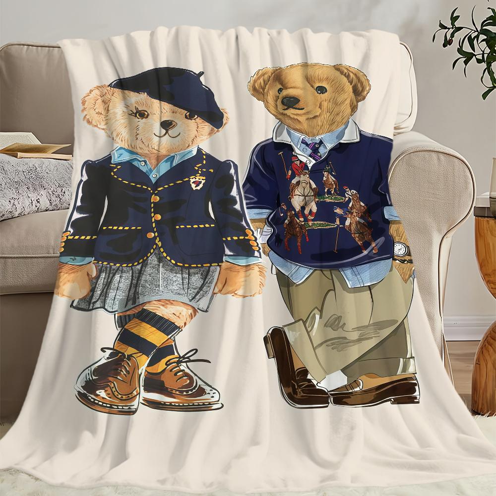 Mode P-Polo B-Bären Luxusdecke Weich Bequem Nickerchen Plüsch Geeignet für Wohnzimmer Büro Schlafzimmer Geburtstag Zuhause Kindergeschenk