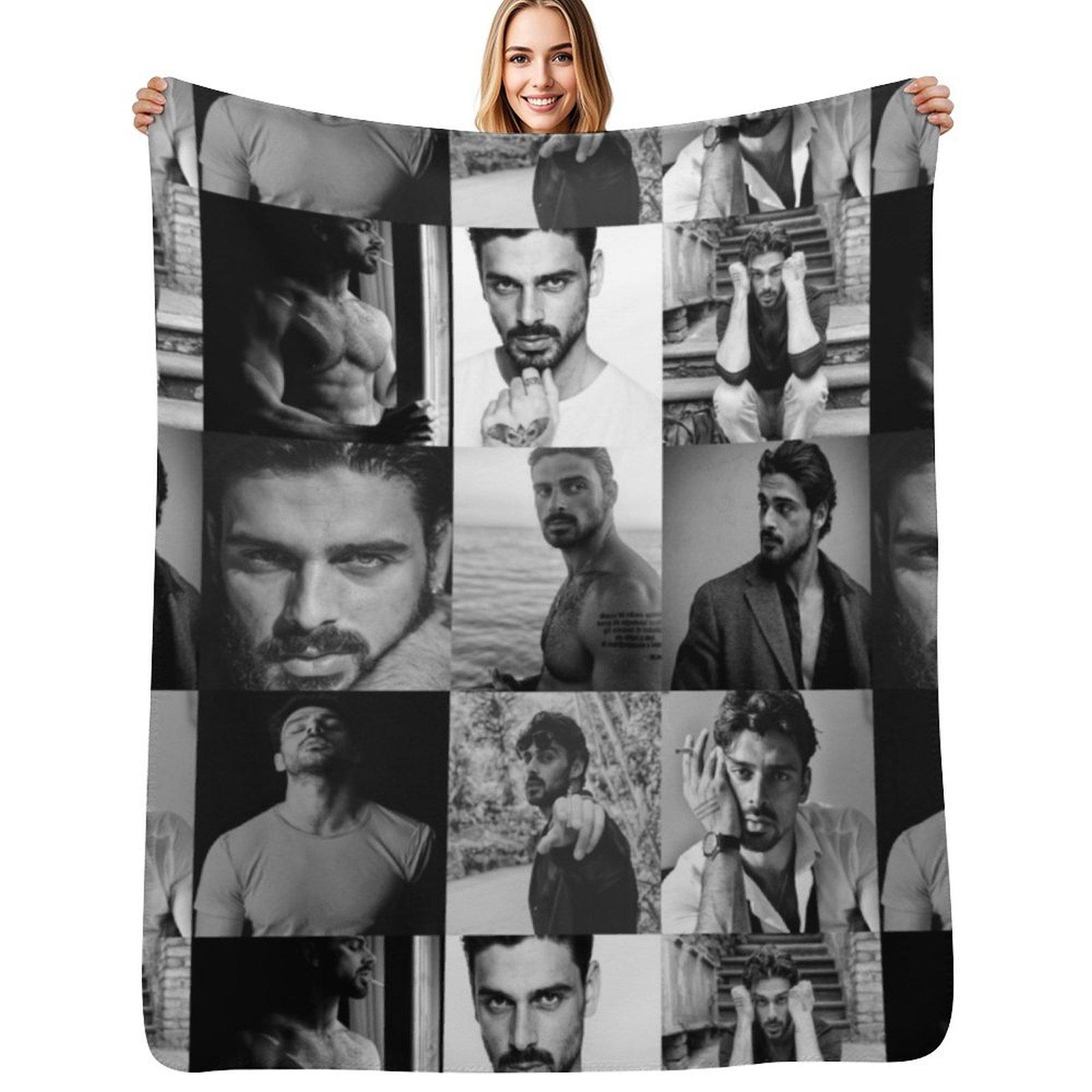 Michele Morrone Throw Blanket Stylish Decor Blanket Gift for Friends Roommate Size: 75*100cm, Weight: 230 GSM