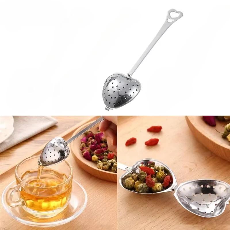 Rukojeť z nerezové oceli Srdcovitá sítko na čajové lístky Čajové sítka Filtry Čajový interval Difuzér Kuchyňské doplňky