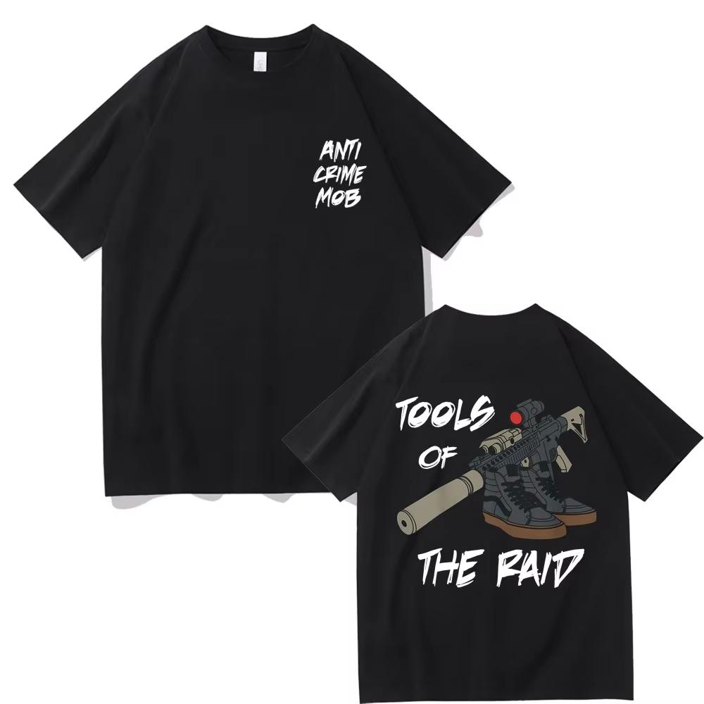 Forward Observations Group Anti Crime Mob Tools of The Raid Graphic T-shirt Male Classic T Shirts Oversized Unisex Streetwear Trendy Cotton