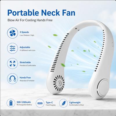 Portable Air Conditioner Neck Fan Personal Air Cooler Hanging 500-1200mAh Wearable Fans Mini USB Rechargeable Summer Travel