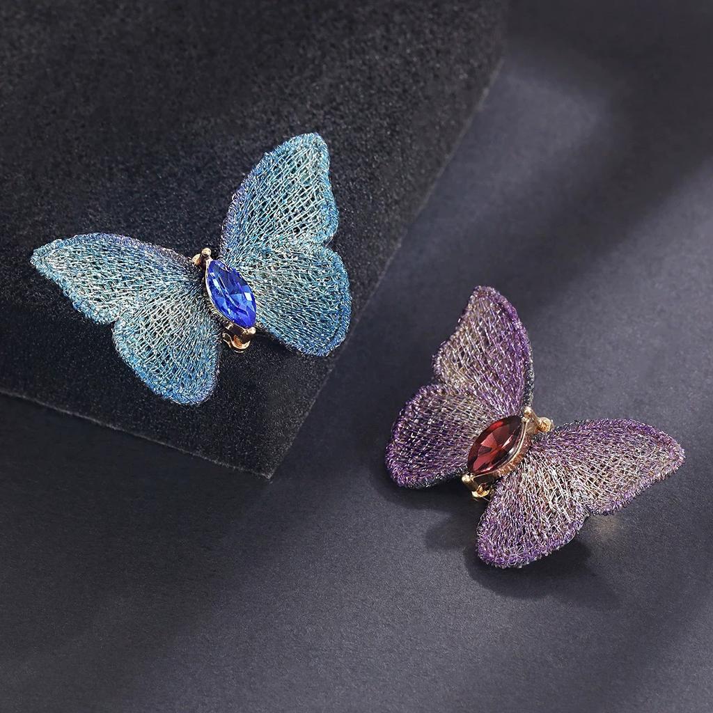Embroidered Fabric Butterfly Brooch