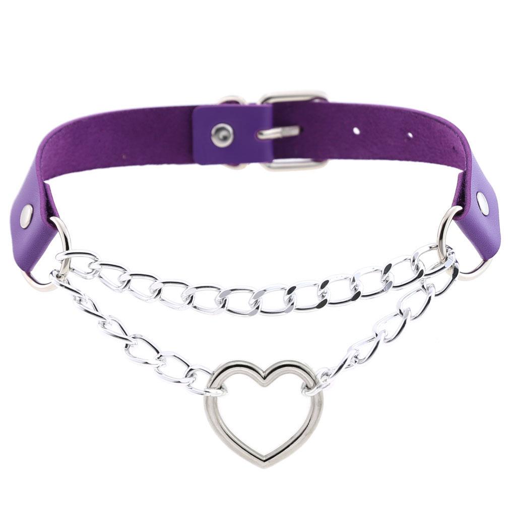 Pastelově gothický choker srdíčkový obojek pro dívku cosplay Harajuku náhrdelník krční pásek choker Kawaii růžové estetické doplňky