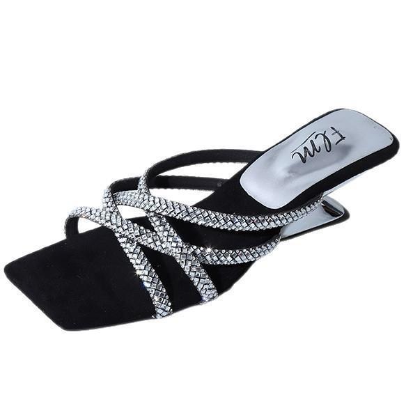 Slope Heel Leopard Print French Stunning Small Cool Slippers Fairy Shoes 2025 New Summer Comfortable Wear High Heel Temperament