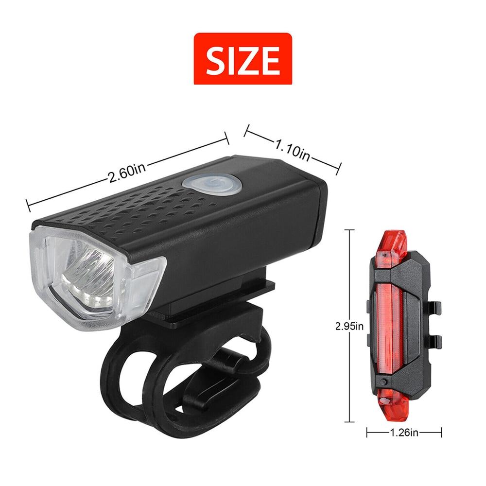 Bicycle Lights USB LED Rechargeable Set Mountain Cycle Front Back Headlight
