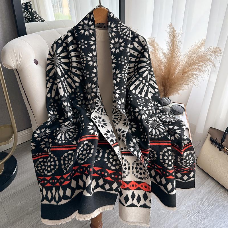 Autumn And Winter Scarf Women'S Cashmere Double-Sided Dual-Purpose High-Grade Texture Shawl Air Conditioner Warm Wool Scarf