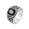 2026 Jewelry, Fashionable Retro European and American Personality Viking Pattern Gemstone Jewelry Ring
