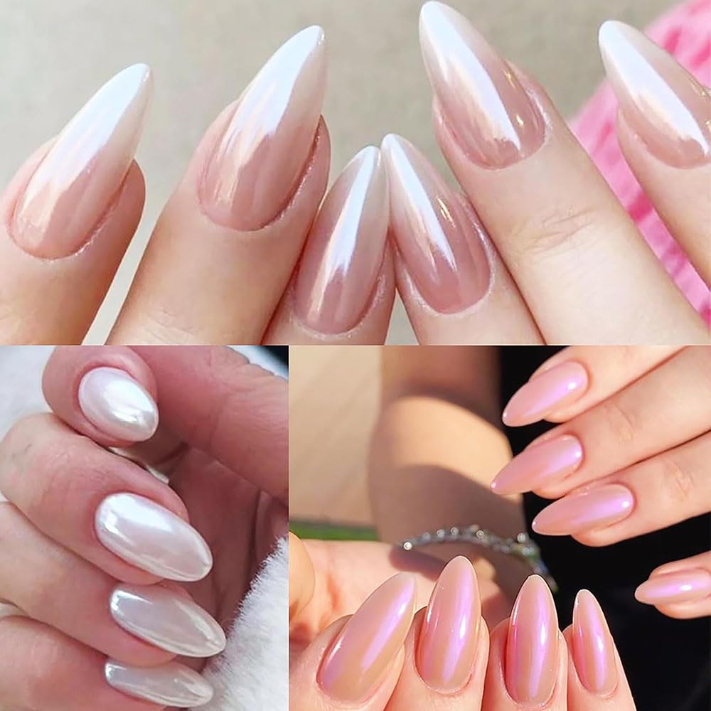 Phyxiul Aurora Nail Powder, Solid Nail Powder, Manicure Gel, DIY Decorative Nails, Pearl Nail Glitter Powder, Aurora Powder, for Nail Salons, Nail