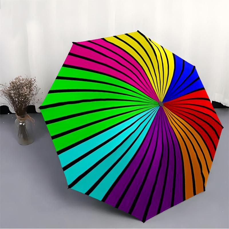 1pc Color Wheel Automatic Open/Close Folding Umbrella - Compact 8-Rib Design, Daily Use, Perfect Gift for Friends & Family yy251124236