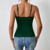 New Summer Women'S Clothing Green V-Neck Sling Vest European And American Sexy Niche Design Slim Temperament Top T-Shirt