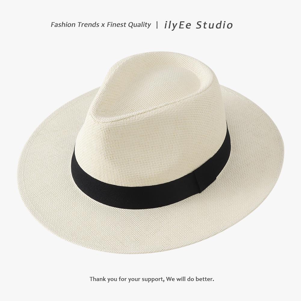 Men's and Women's Summer Straw Fedora - Sunshade Panama Beach Hat with Sunscreen Protection
