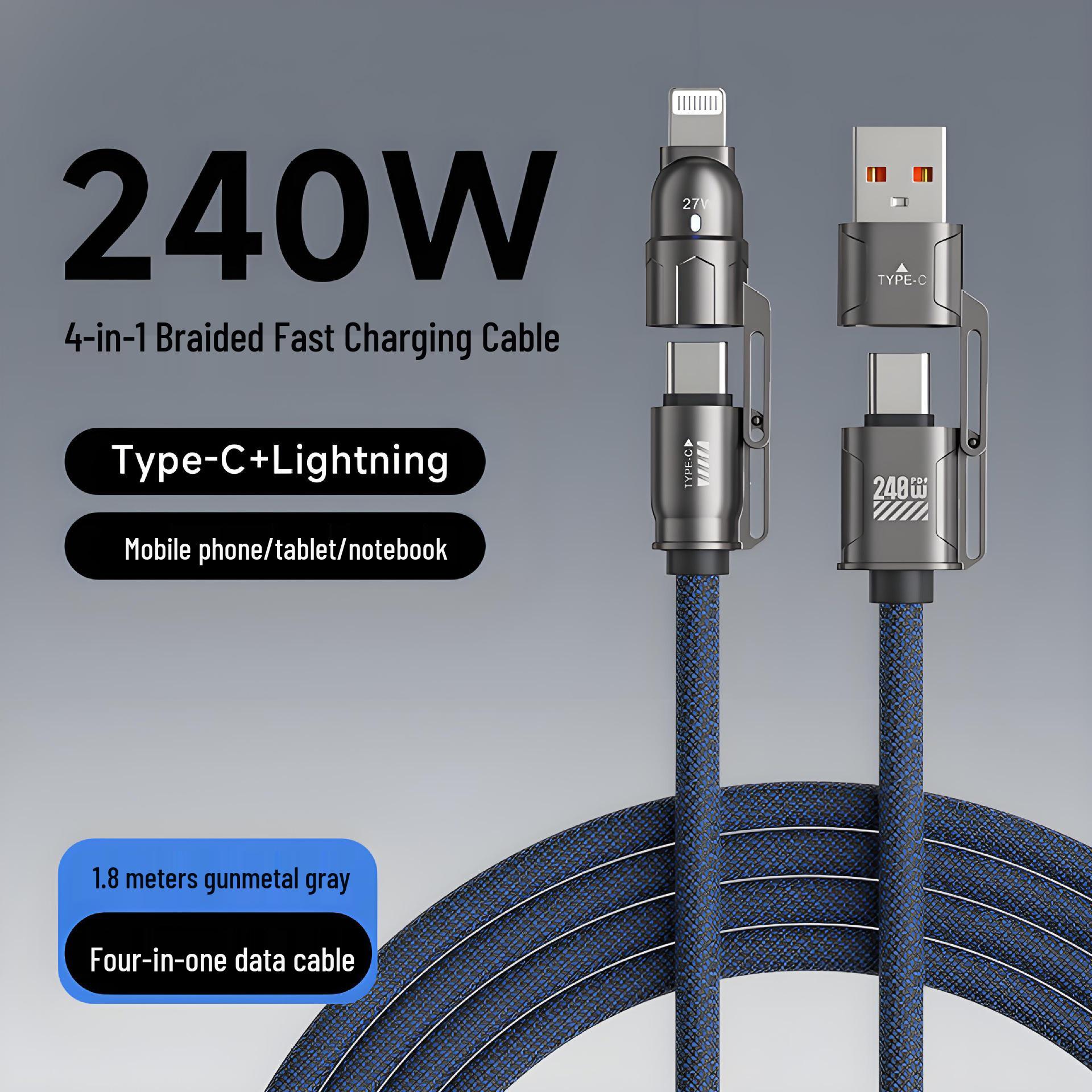 

High-Speed 1.8m 240W Fast Charging Cable for Phones, Tablets, Laptops