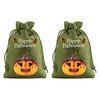 Handmade Style Party Bags 2Pcs Halloween Pumpkin Drawstring for Candy Treats, Retro Burlap Festival Totes Trick or Treat Bags, Portable Goodie
