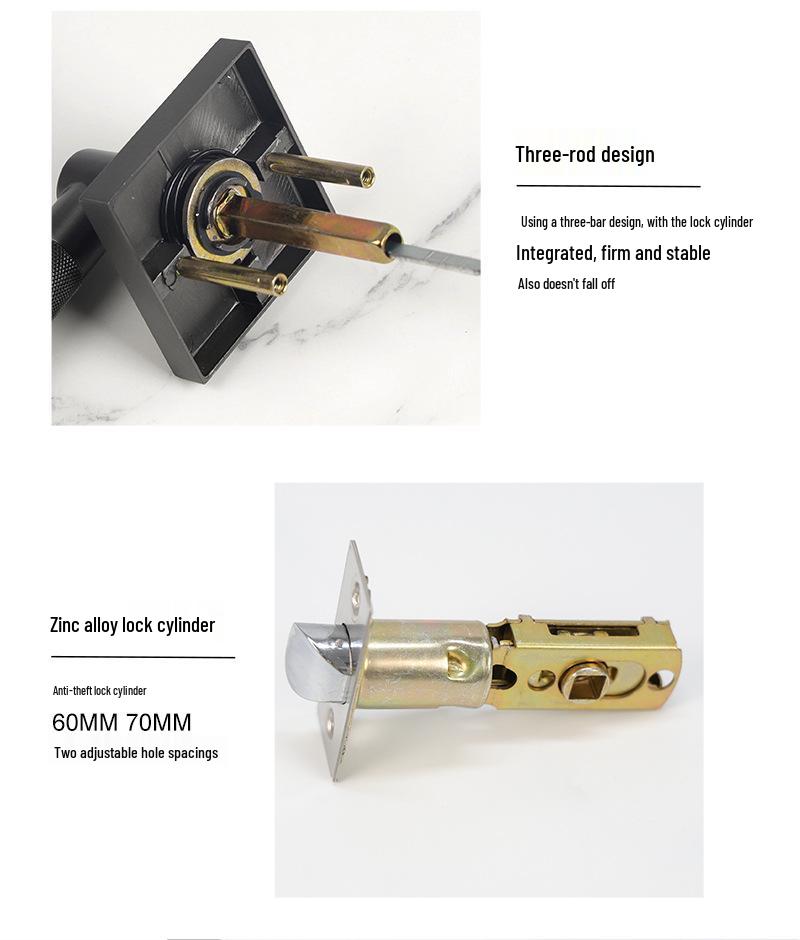 Matte Black Zinc Alloy Indoor Door Lever Lock with Knurled Handle Pattern