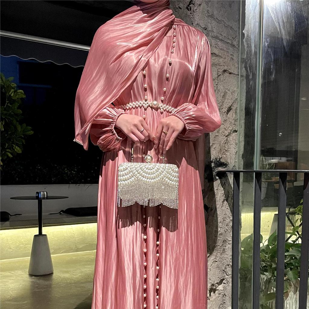 Vestido de Noite Muçulmano Transfronteiriço Feminino com Fio Fluido