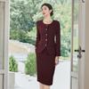 Elegant Women's Wine Red Suit Skirt Set