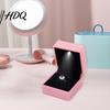 Painted Texture Ring Box Luminous with LED Light Compact Design Portable Case