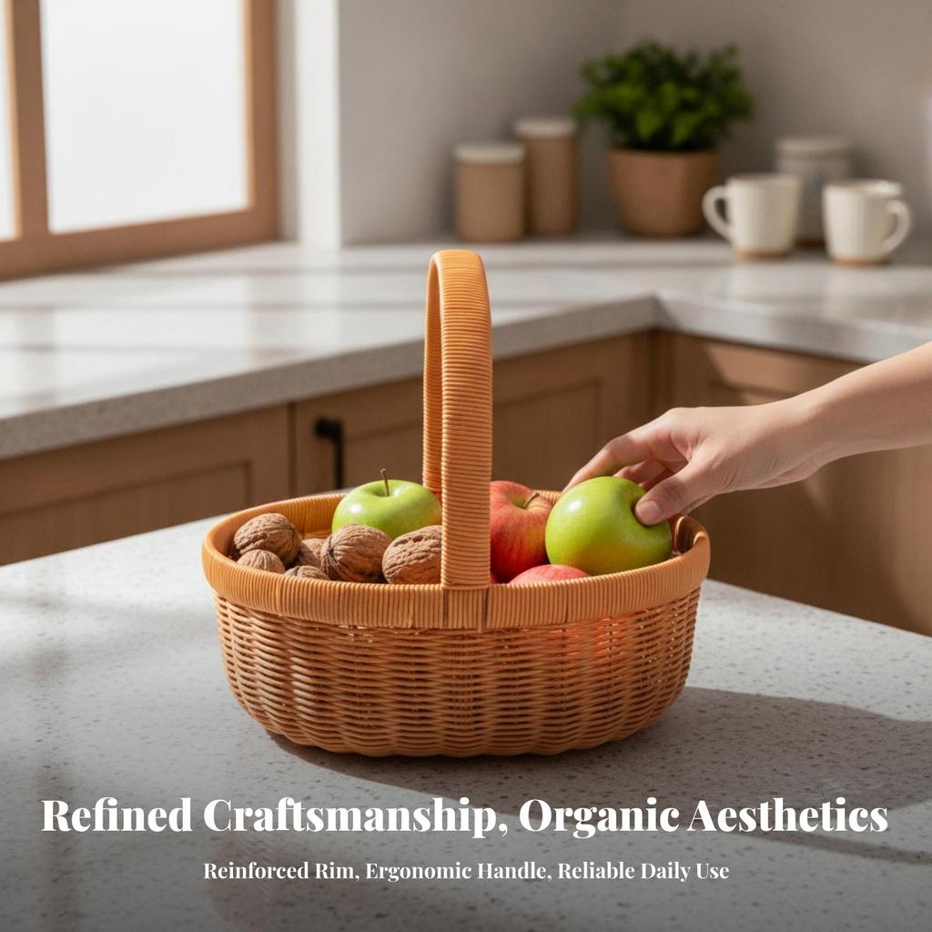 Woven Basket with Handle | Decorative, Oval Shopping Basket, Portable, for
