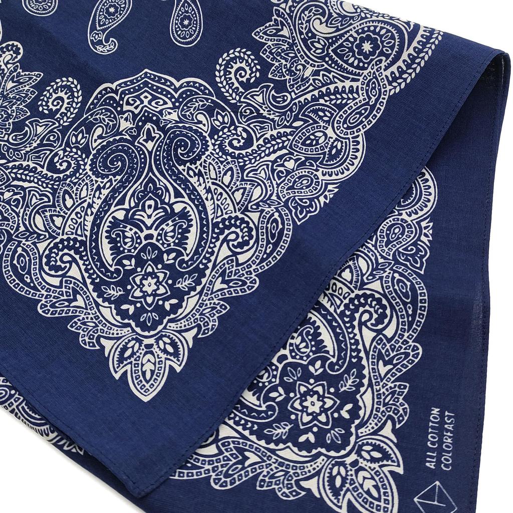 Kakatrend Bandana Navy Paisley 100% Cotton Adult Bandana Handkerchief Unisex Durag Large 55cm X 55cm