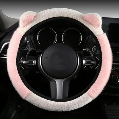 Funda Protectora de Felpa de Invierno para Volante de Coche Universal Suave Lindo Gato Antideslizante Drop N3Q1
