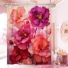 Red Shower Curtain for Bathroom Hot Pink Floral Shower Curtain Set with Hooks Abstract Coral Flowers Bathtub Decor Waterproof Fa
