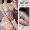 Domila's New Sex Underwear Sexy Perspective Tulle Fashion Deep V Backless Retro Lace Suspender Nightdress