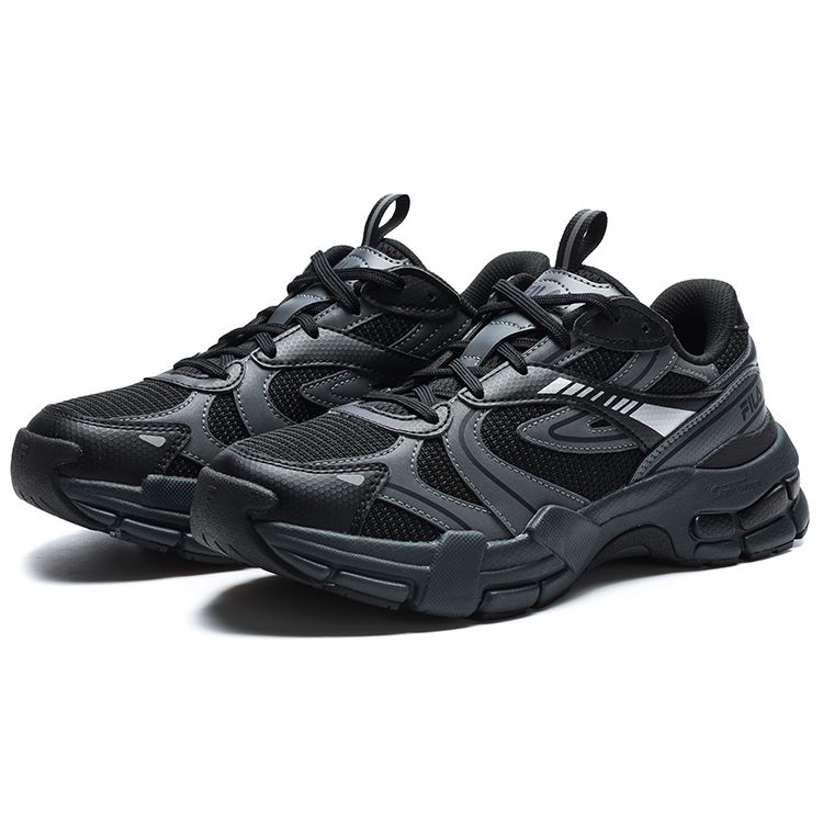 FILA Decoder Fashion Retro Fabric Synthetic Leather Low Top Casual Running Shoes Women sneaker Black Gray F12W312111FBD