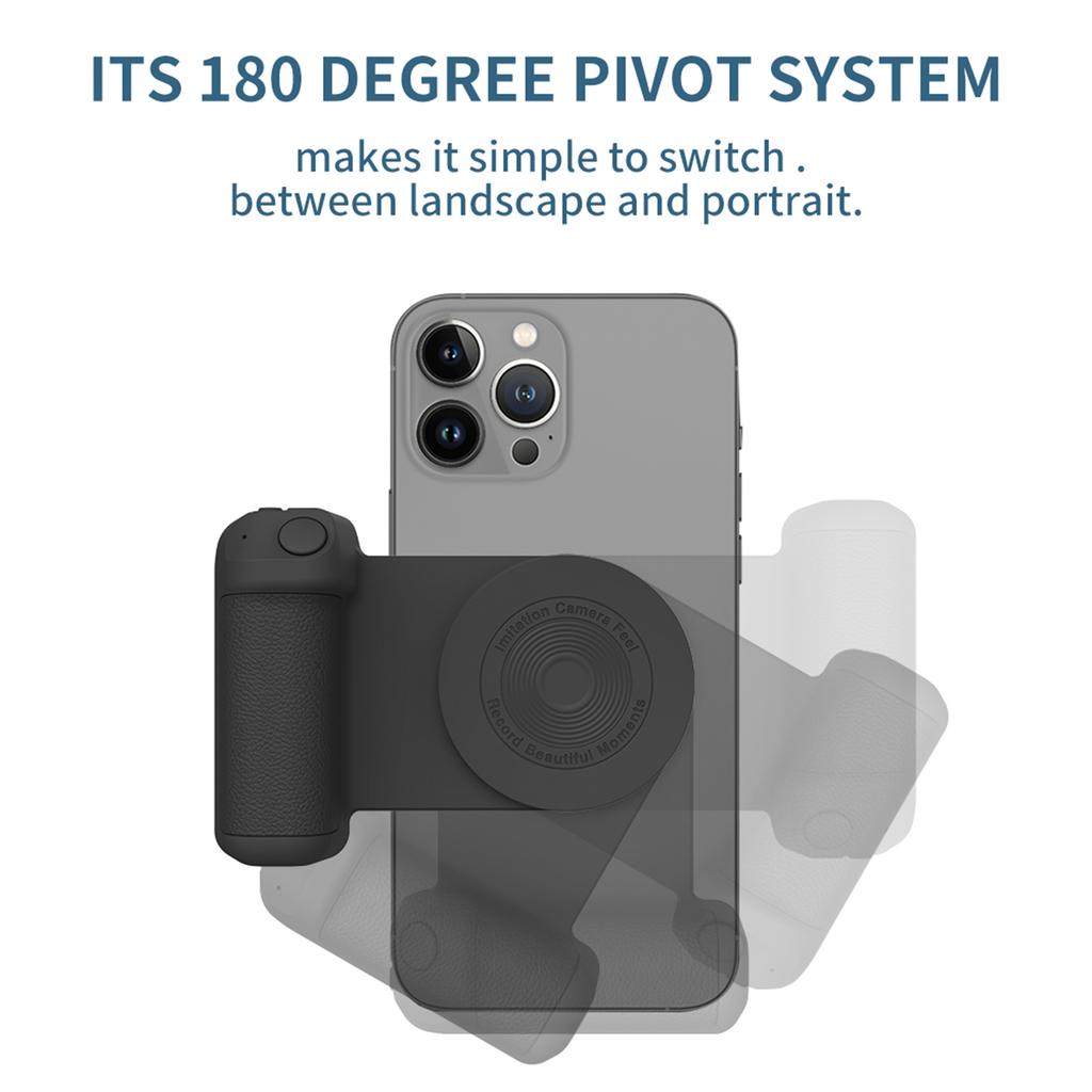 Magnetic Phone Handle Grip Handheld Phone Camera Grip Smartphone Selfie Grip Phone Holder Stabilizer Phone Stand BT Connection Replacement for iPhone