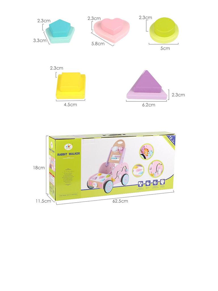 Wooden Multifunctional Toddler Push Walker & Educational Toy