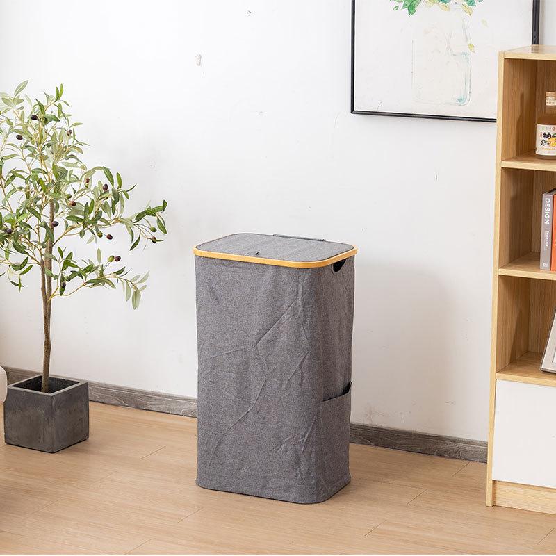Bamboo Fabric Large Capacity Laundry Hamper with Lid - Foldable Storage Basket for Dirty Clothes