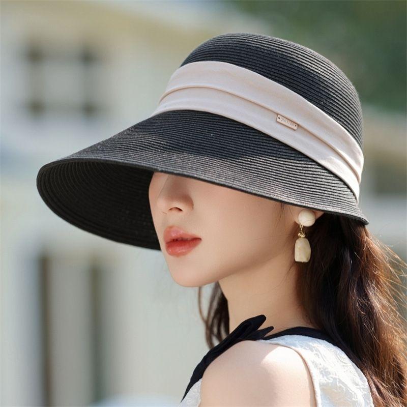 Spring and Summer New Sun Hat Women's Sunscreen Foreign Style Fashion Straw Hat Vacation Summer Sun Hat
