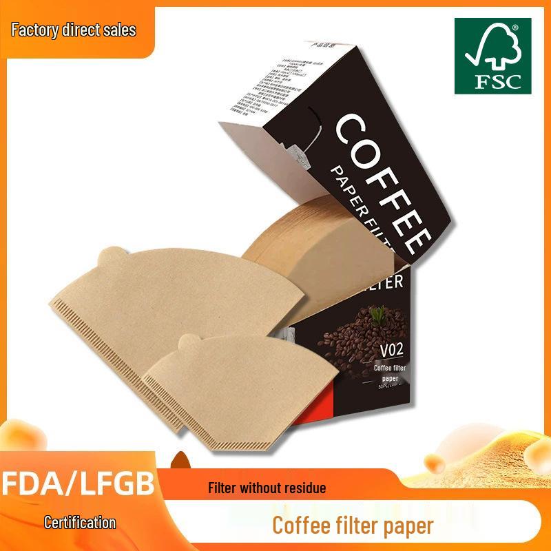 Filtre à café en papier en forme d'éventail pour verseur manuel, oreille à suspendre, jetable v02.
