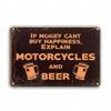 Vintage Metal Poster Motorcycle Beer Wall Art for Bar Garage