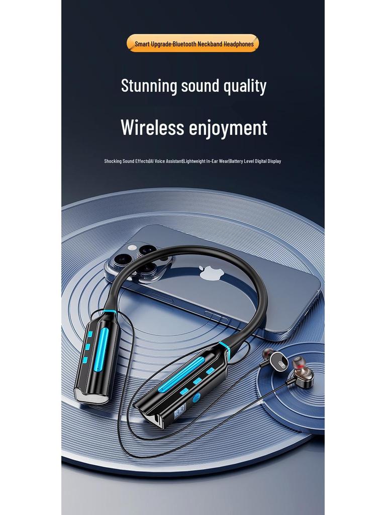Supreme Edition Neckband Wireless Bluetooth Earphones with Xiaodu APP Voice Control and Power Display, Ideal for Sports and Running