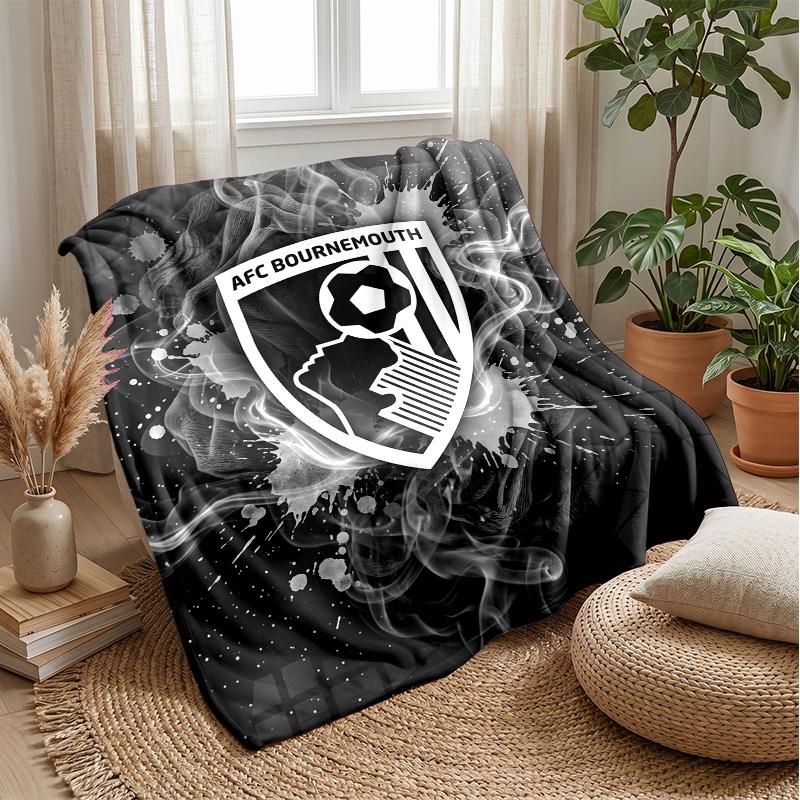 Bournemouth Football Print Flannel Blanket, Soft Warm Lightweight Throw Blanket for Sofa Bed Camping