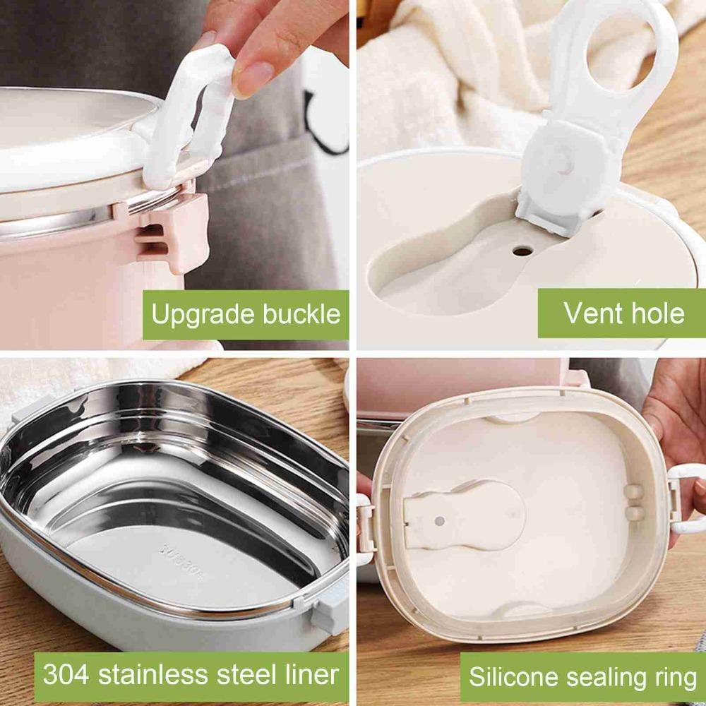 Round Shape Stainless Steel Lunch Box Stackable Design Thermal Food Container  For Office