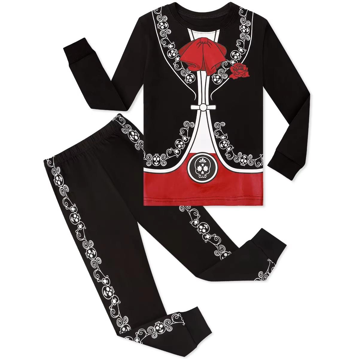 Skelet Kostuum voor Kinderen Halloween Schedel Gloeiende Pyjama Peuter Geest Bot Eng Kleding Kind Carnaval Verkleedkostuum 3 Years red