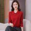 Autumn 2025 Hollowed-Out Long-Sleeve Knitted Sweater with Turn-Down Collar - Women's Fashionable Base Layer Pullover