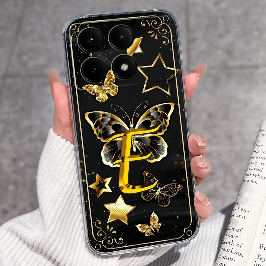 Casing For Redmi K70 K80 K60 K50 K40 K30 K20 Pro K70e K60e K90 Pro Max Phone Case Premium Letters Pattern Transparent TPU Back Cover For Redmi Housing