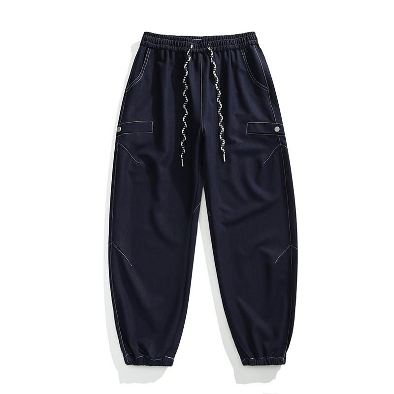 Mens Vintage Baggy Jeans Loose Fit Ankle Tie Plus Size Casual Pants