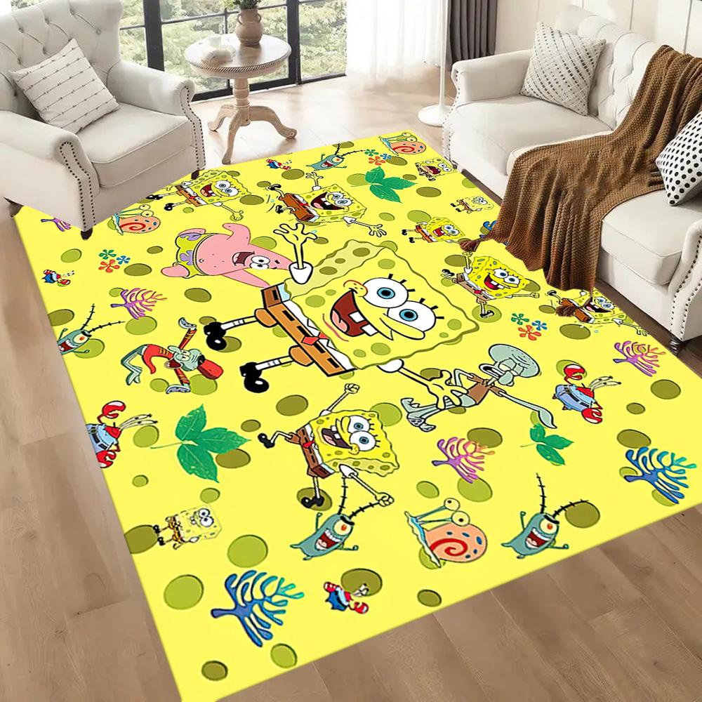 Spongebob's Colorful Friends Square Rugs Are a Great Choice for Living Rooms, Bedrooms, Home Décor, and As Gifts.
