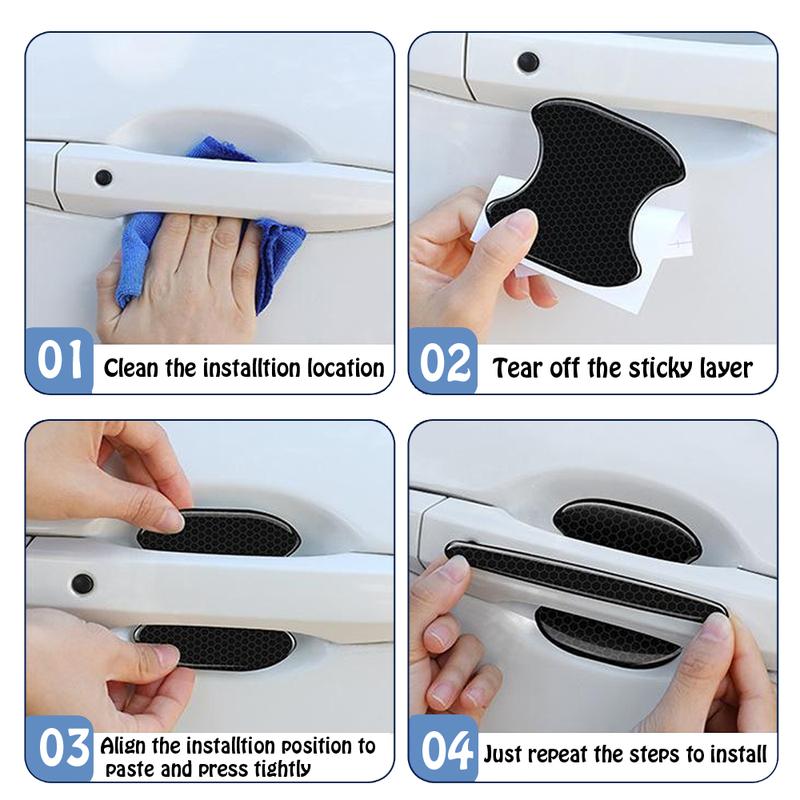 4pcs Car Handle Protection Strip Car Bowl Decorative Protective Stickers Car Door Anti Scratch Stickers Auto Exterior Accessorie